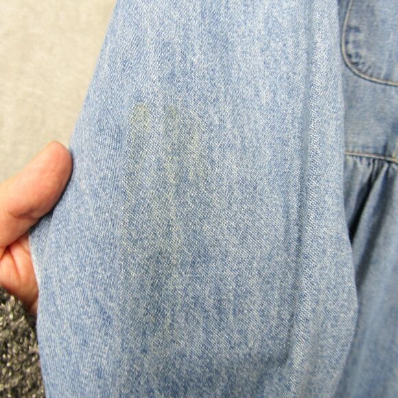 Vintage Fads Dress Womens M Blue Chambray Country Cottage Prairie Modest Y2K New - Picture 11 of 13